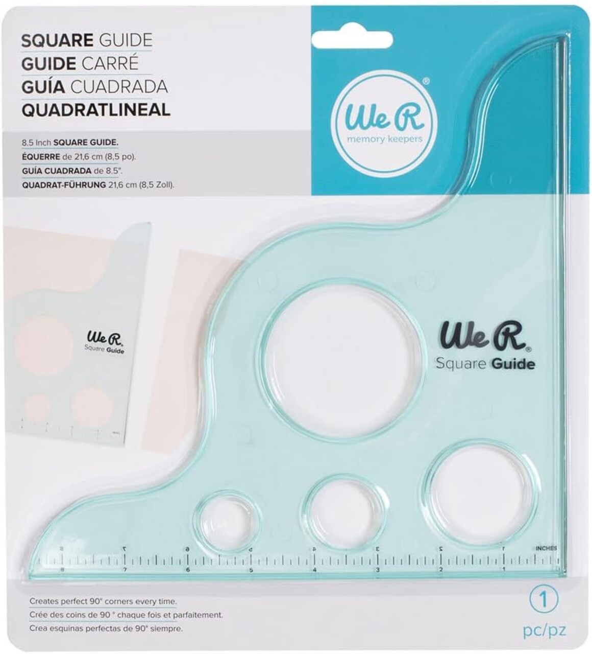 We R Memory Keepers 660073 Ruler Square Guide, Green by American Crafts